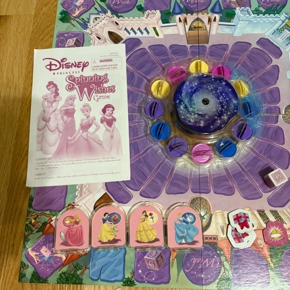 Disney Princess Spinning Wishes Game - Milton Bradley Vintage Belle Cinderella